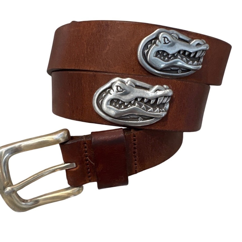 Men's Florida Gators Collegiate Leather Concho Belt iconic alligator‎ logo 36